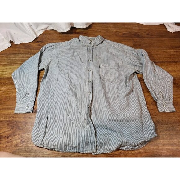Vintage Levi’s Shirt Size S/M Blue Striped Long Sleeve Button up - Picture 1 of 6